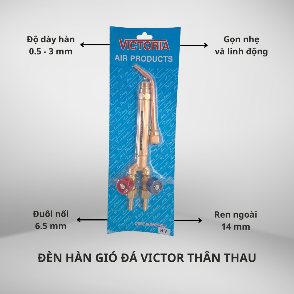 Đèn Hàn Gió Đá Victor Thân Thau – Dụng Cụ Hàn Cắt Oxy Gas, Chịu Nhiệt Cao