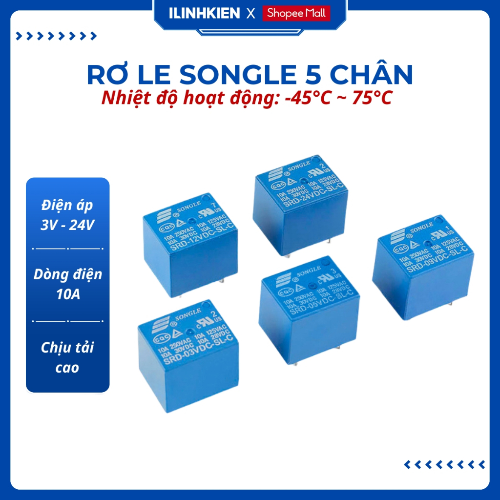 Relay 5 chân 12V 24V 9V 5V 3V Songle chính hãng ilinhkien.