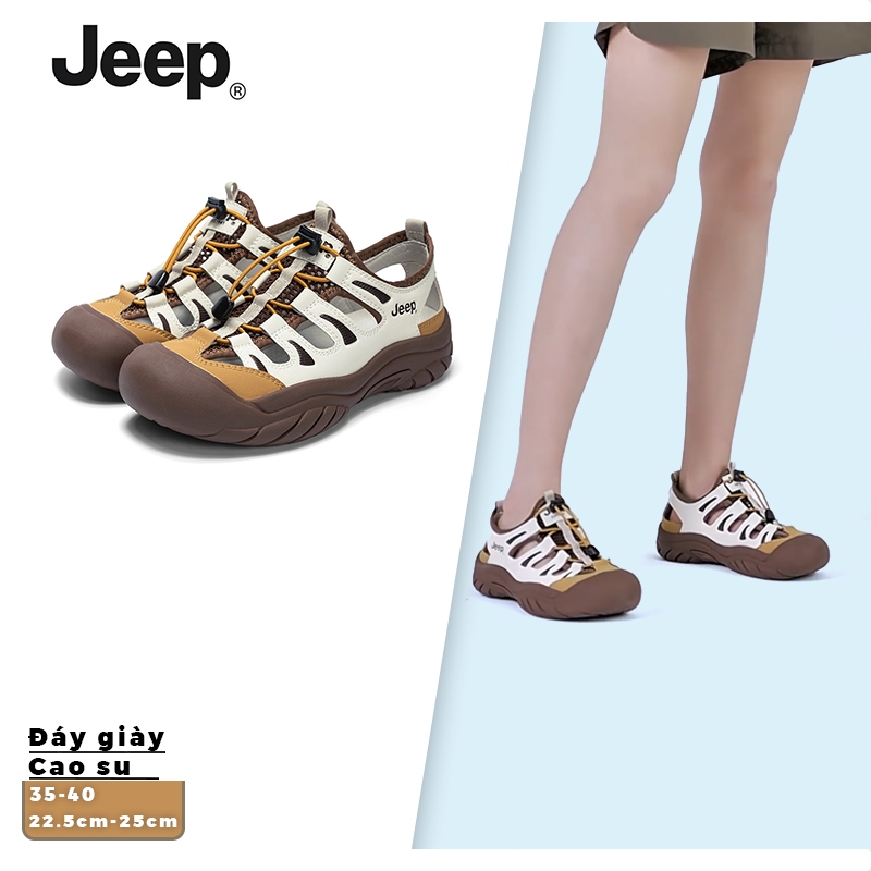 JEEP Nữ Giày Thể Thao Đục Lỗ Đế Dày Kiểu Dad Shoes Mùa Hè Thoáng Khả Nhẹ Nhàng Đi Bộ Ngoài Trời Nâu
