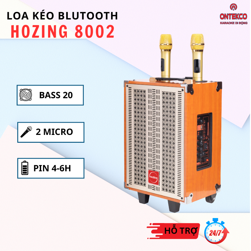 Loa Kéo Blutooth ONTEKCO HZ8002 Bass 20 Tặng 2 Micro Chống Hú Chính Hãng Bảo Hành 12 Tháng