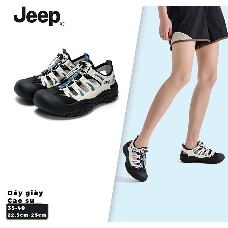 JEEP Nữ Giày Thể Thao Đục Lỗ Đế Dày Kiểu Dad Shoes Mùa Hè Thoáng Khả Nhẹ Nhàng Đi Bộ Ngoài Trời Đen 