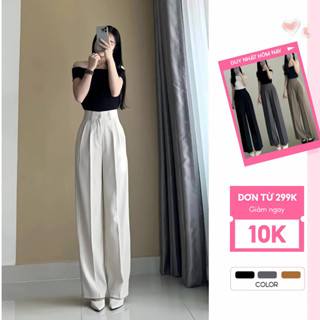 Quần Tây Nữ Lưng Cao Ống Suông, Quần Âu Chất Gold Mềm Mịn Tôn Dáng Sang Trọng Dài 97cm và 102cm