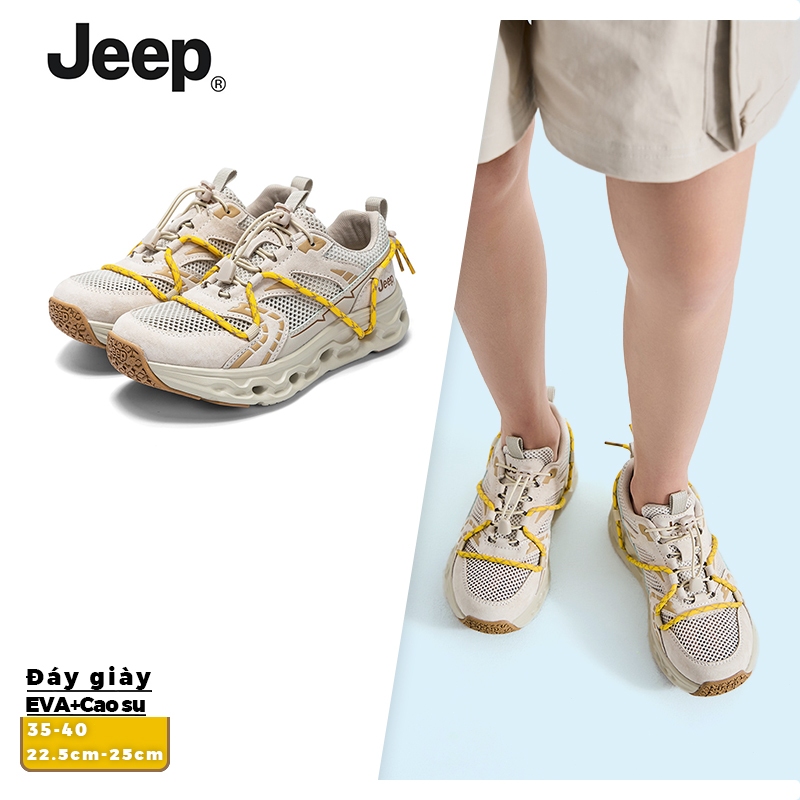 JEEP 2025 Nữ Giày Thể Thao Lưới Thoáng Khả Mùa Hè Mới Kiểu Dad Shoes Đế Dày Đốm Trộn Mềm Dạo Phố Xám