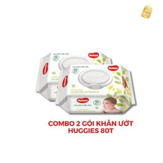   FBS-Hàng KM ko bán  COMBO 2 GÓI KHĂN ƯỚT HUGGIES KHÔNG MÙI 80 TỜ 