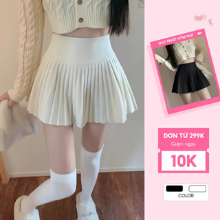  Chân váy xếp ly nhỏ chất vải RUBY hàn có quần bảo hộ bên trong hai màu đen trắng trẻ trung năng động 