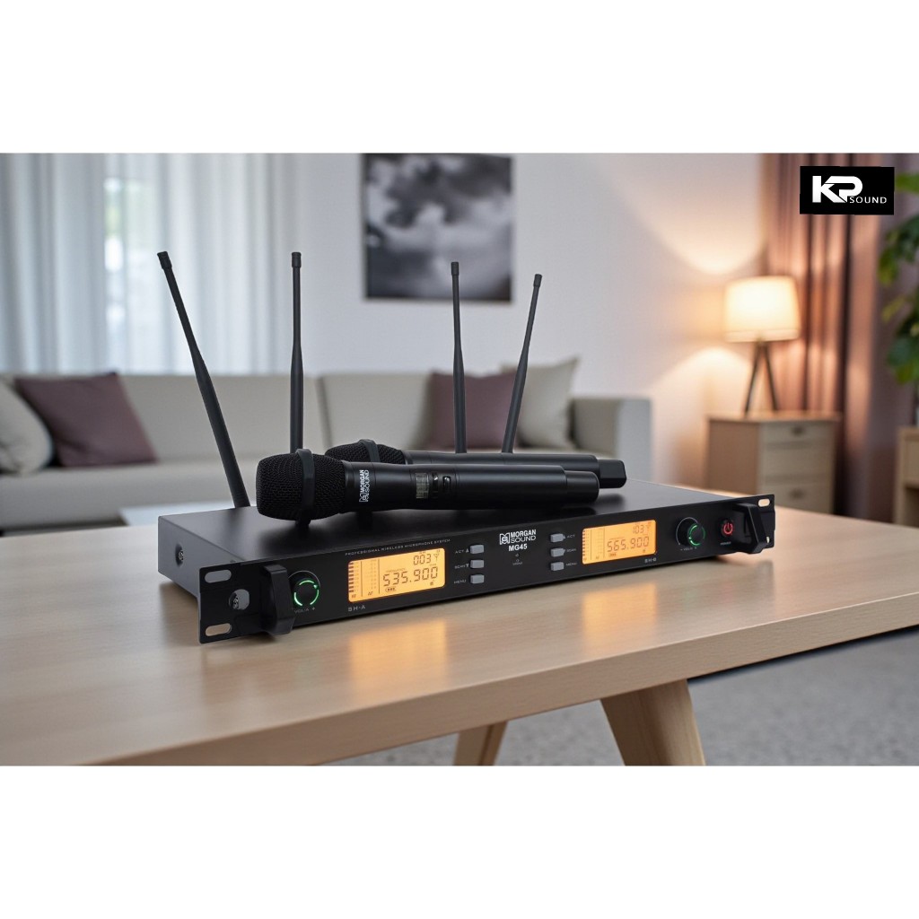Micro Không Dây Morgan Sound MG45 - 4 Anten Sóng Cực Khỏe, Chống Hú Tốt - Hàng Nhập Khẩu Chính Hãng
