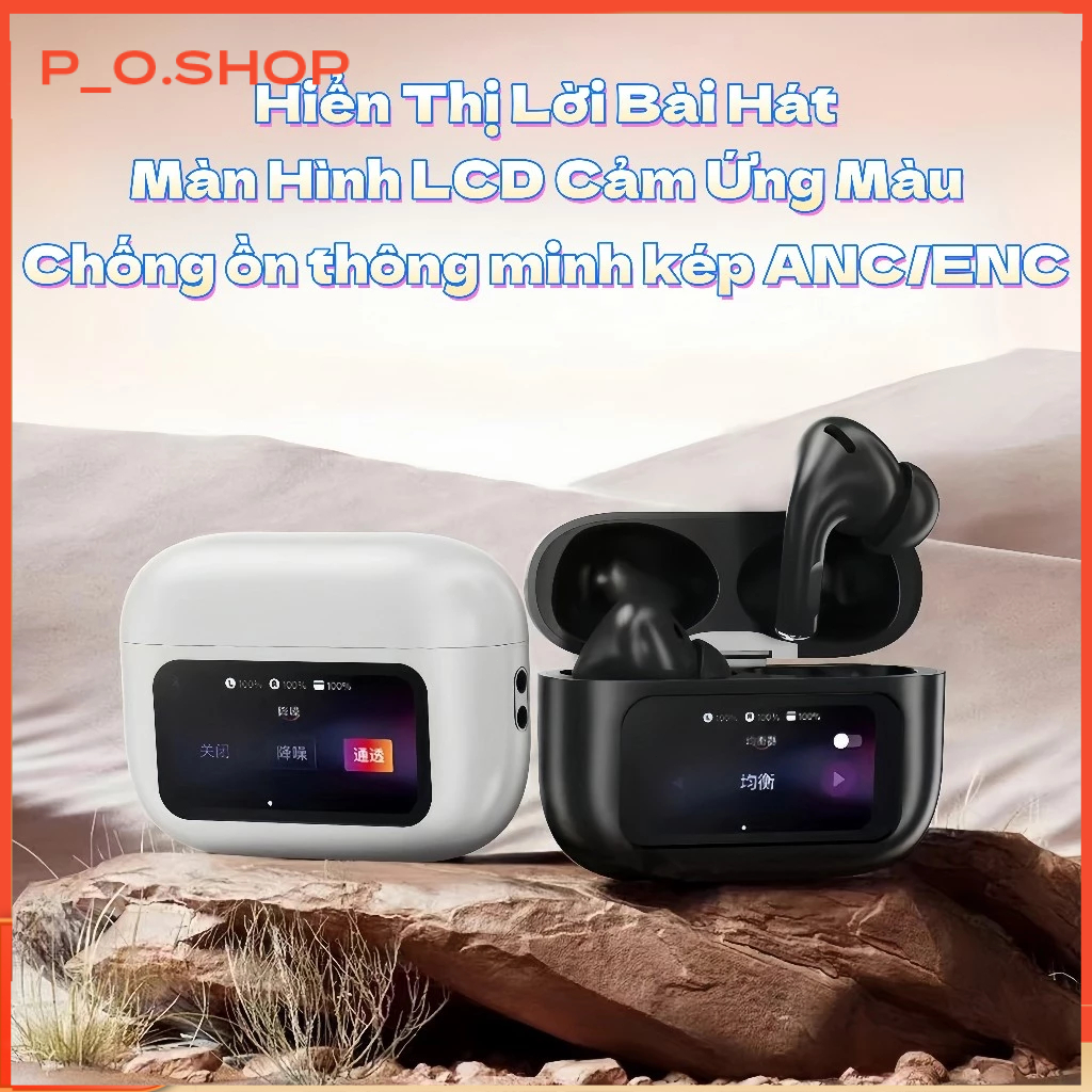 【🔥Rẻ】Tai Nghe Có Màn Hình A9 Pro ANC Giảm Tiếng Ồn Màn Hình LCD Cảm Ứng Micro Bass Hay