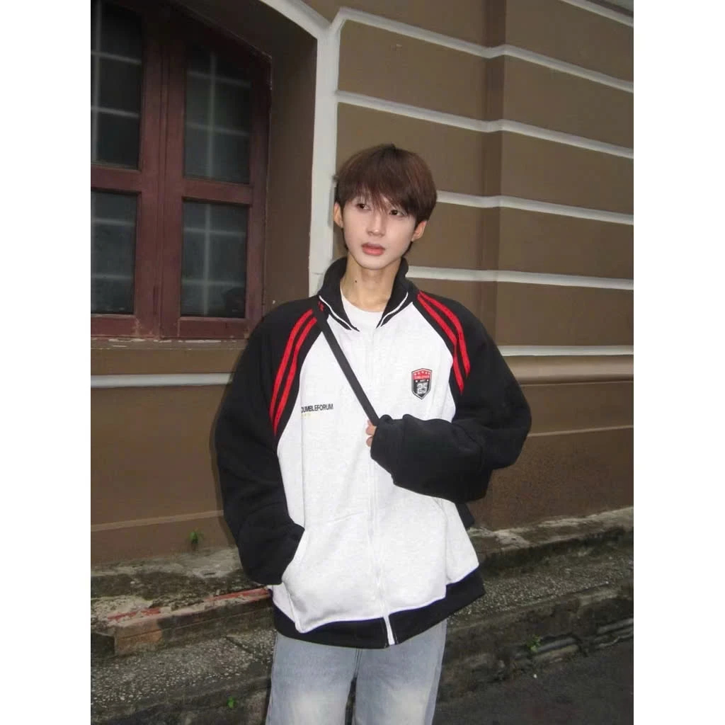 MINTEES - Áo Khoác Nỉ Hoodie Zip Nam Nữ Chất Nỉ Bông Form Rộng Tay RAGLAN Cổ Trụ In Sắc Net 25-26
