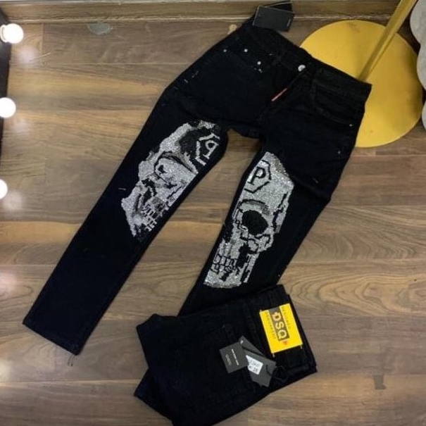 Quần Philip Đen Đính Đá Thời Trang Boy Phố, Mẫu Jean Mới Nhất 2025, Quần Quảng Châu Chính Hiệu