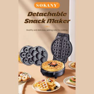  Máy làm bánh  nướng bánh Sokany công suất 600w   3 Khuôn : hình thú + Trứng Tròn + Waffle   nướng bánh đa năng BHanh 