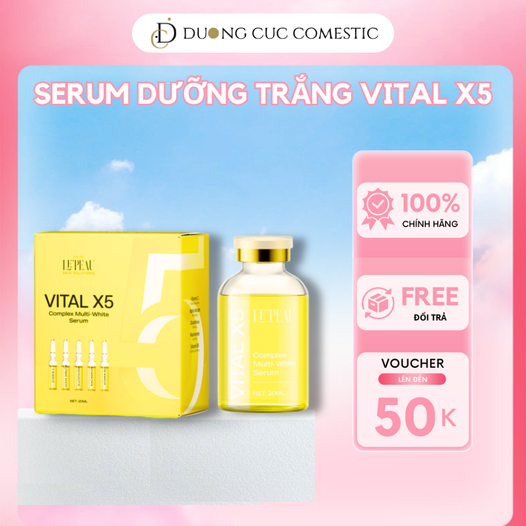 Serum dưỡng sáng body Vital X5 hỗ trợ giảm thâm sáng mịn da tự nhiên toàn thân 20ml DC177