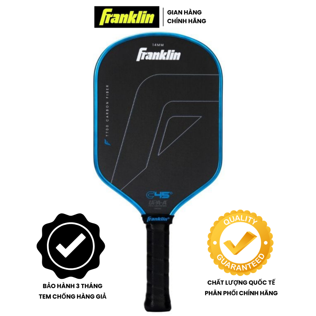 [FRANKLIN CHÍNH HÃNG] Vợt Pickleball Franklin C45 Hybrid T700 Carbon 14mm + Tặng 3 Bóng Thi Đấu