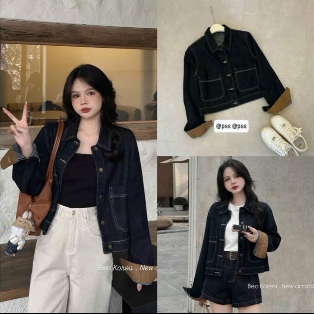 Áo khoác Jean (vải Đẹp) xanh denim Retro  dáng lỡ Siêu đẹp #J8039 [AN TÂY STORE 68]