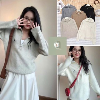 Áo Len Dêt Kim Siêu Cá Tính, Áo Sweater Cổ Lọ Kéo Khoá Form Rộng Dáng Dài Phối Ngựa Thêu Nổi Hot 2025 Hàng Qccc NVN