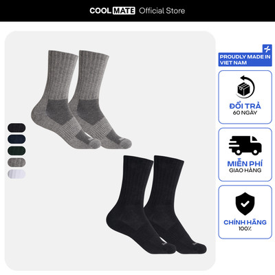 [MUA 2 GIẢM 5%]Combo 2 Tất thể thao active cổ dài thấm hút tốt Coolmate
