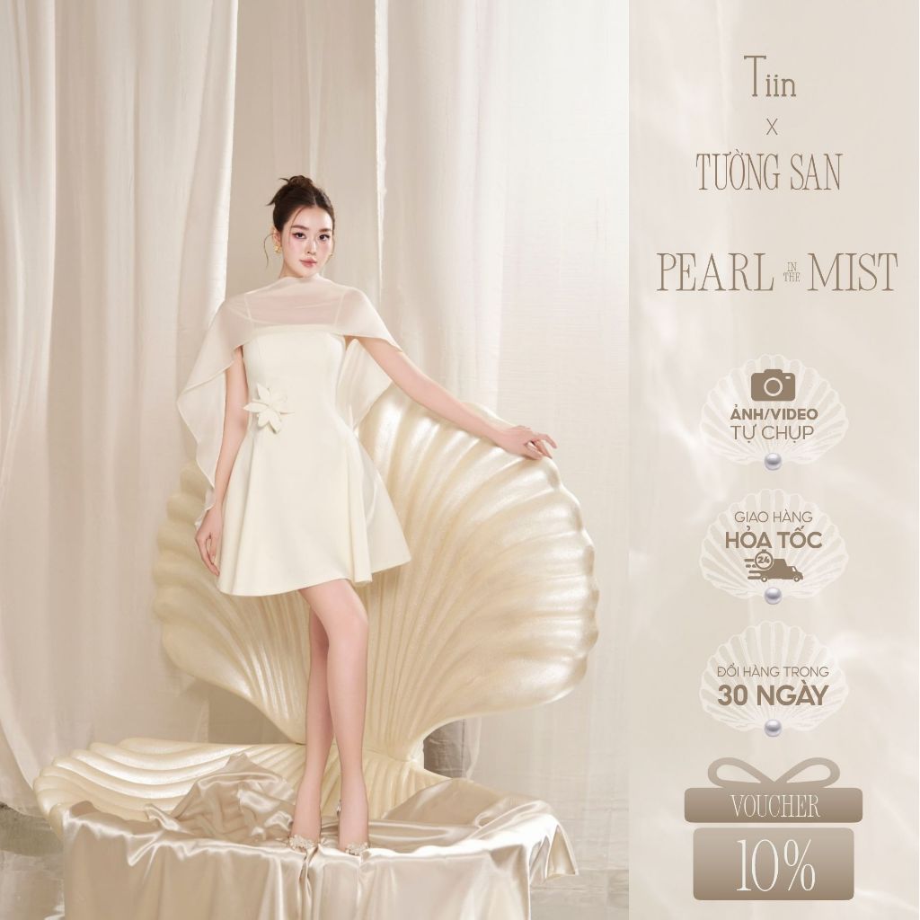  TIINSTORE x TƯỜNG SAN Váy đầm nữ dự tiệc sang trọng thiết kế 2 dây phối áo choàng sang chảnh VHS.2508.273 