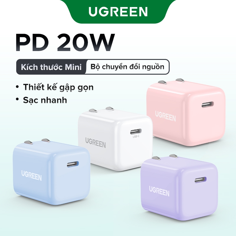 củ sạc nhanh UGREEN 20W Type C PDCharger cho SAMSUNG S24 Ultra Xiaomi Power Delivery cho iPhone