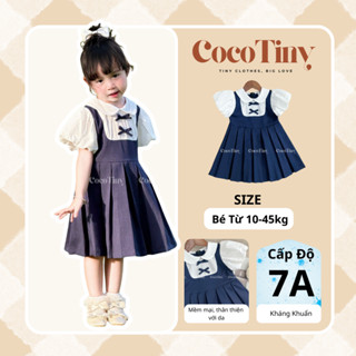 [Coco Tiny] M08 - Đầm navy tay bồng cho bé gái – Chuẩn đồng phục học sinh, lịch sự và xinh xắn Váy cotton Hàn thoáng mát