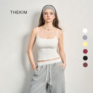 THEKIM Áo 2 dây cổ vuông ( có mút ngực ) nút điều chỉnh dây nhiều màu , áo hai dây chất liệu soft rib 100% cotton T339