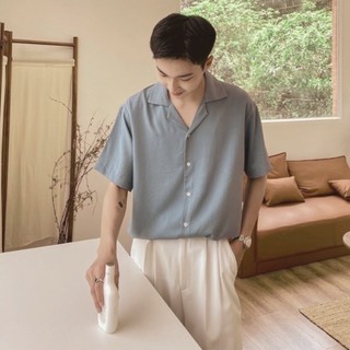 Áo sơ mi tay ngắn cổ vest nam nữ form rộng sơ mi tay lỡ, chất vải lụa mịn chống nhăn