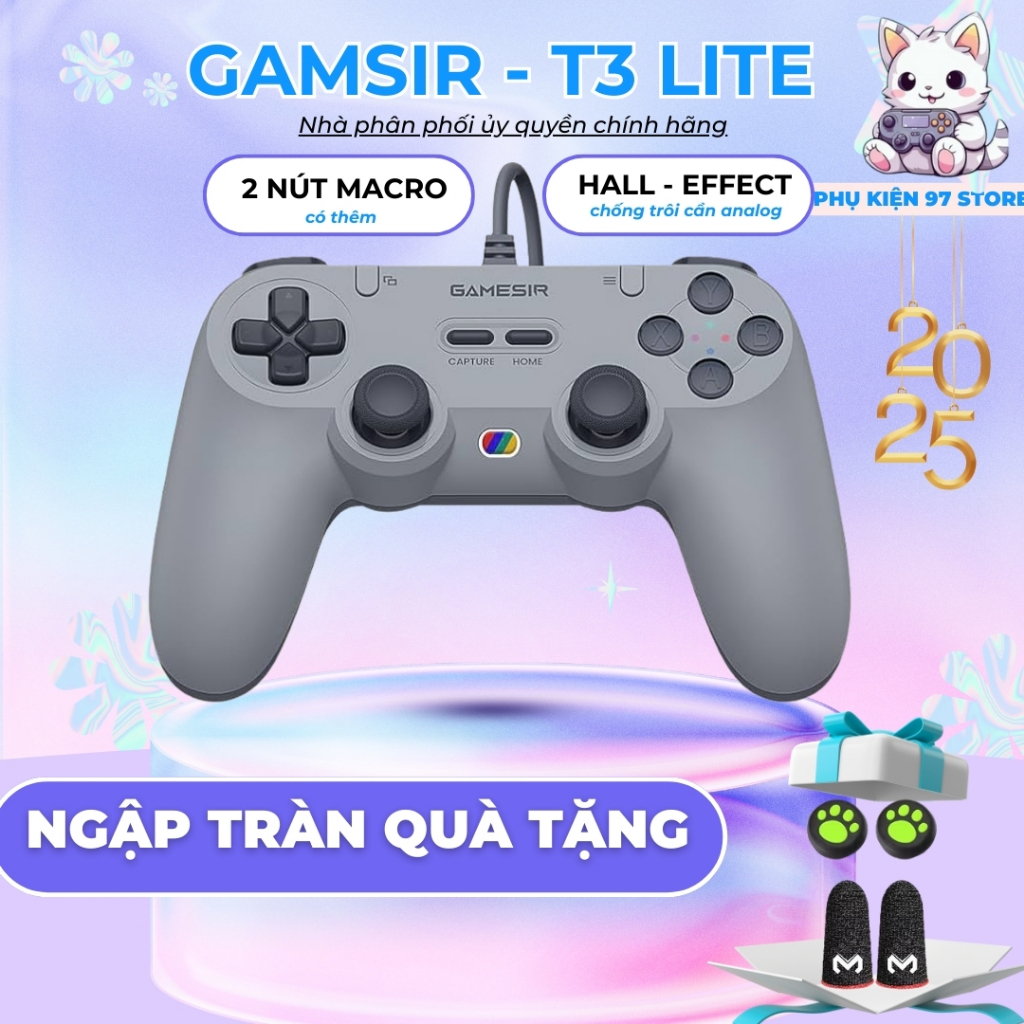 💛 Giá Sốc 💛 Gamesir T3 LITE, tay cầm chơi game Cắm Dây, Hall Joystick, 2 phím Macro, 1000hz