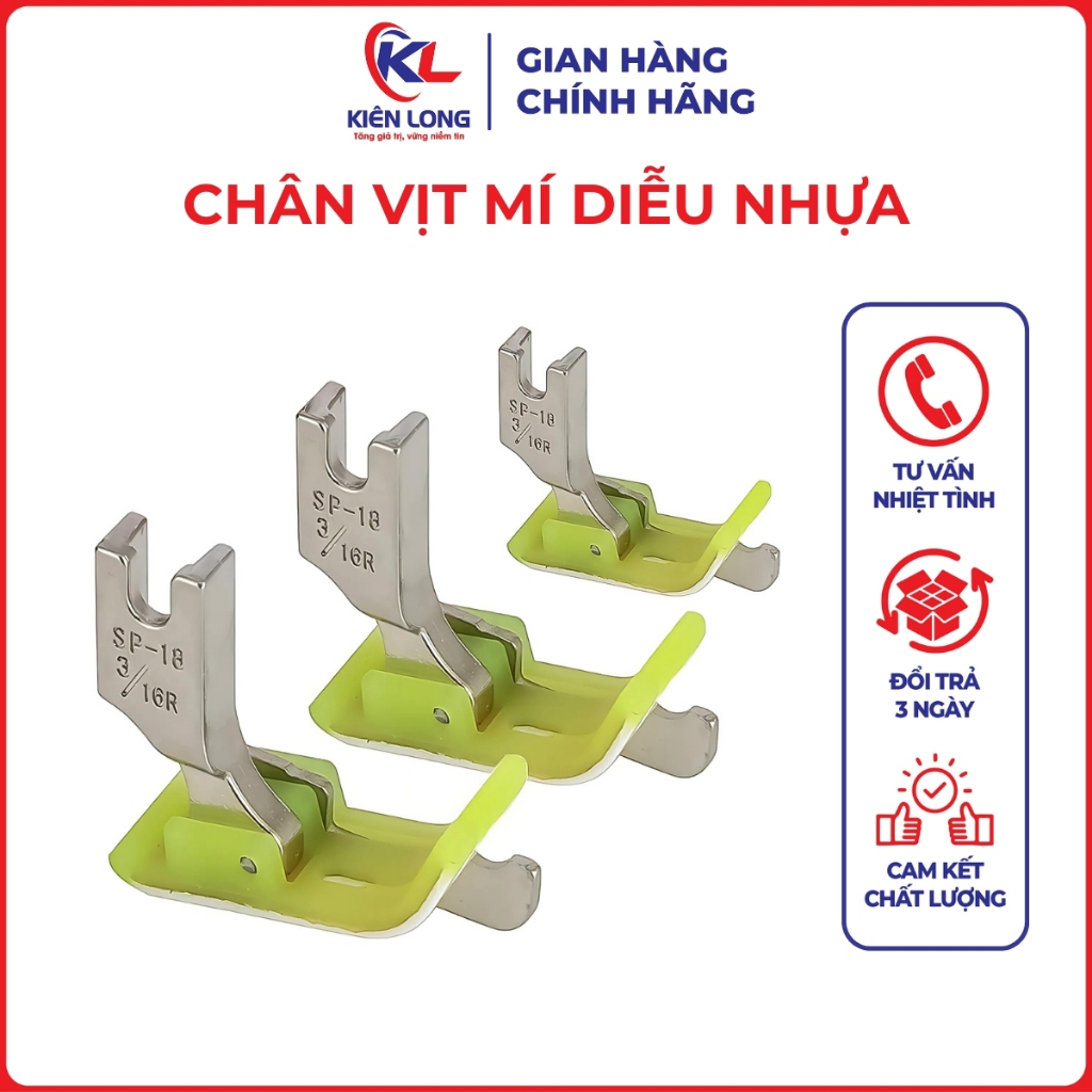 Chân Vịt Mí Diễu Nhựa SP-18 Lá Chắn Phải/Trái – Máy May 1 Kim Công Nghiệp (combo 2 cái)
