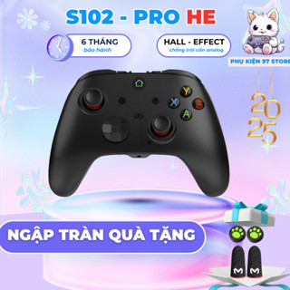  💛 Giá Sốc 💛Tay cầm chơi game S102 - 2025 độ cần Hall Joystick xoay 360 kết nối bluetooth Receiver 2.4G có 2 nút Macro 