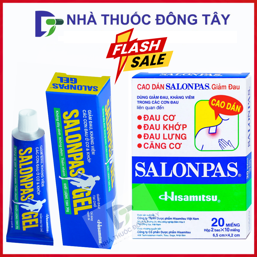 SALONPAS Cao Dán Xương Khớp / Miếng Dán Đau Lưng / Miếng Dán Đau Đầu – Gói 10 Miếng - Nhà Thuốc Đông