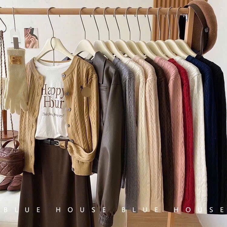 Áo Cadigan Dáng Dài, Áo Khoác Len Mỏng Tay Dài Cổ Tròn Phong Cách Nhẹ Nhàng Phối Thêu Ngựa Ngực Vặn Thừng Hàng Qc Shopqu | BigBuy360 - bigbuy360.vn