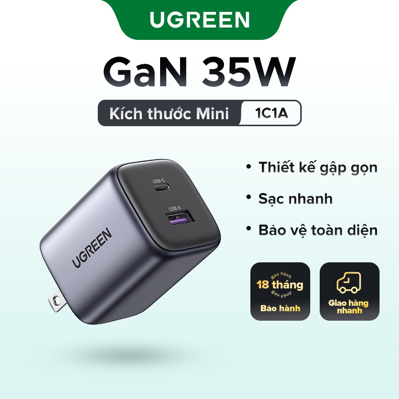 Ugreen Củ Sạc Nhanh 35w gan 1c1a pd type c Cho iphone 15-8 series samsung s23-s8 series ipad pro air