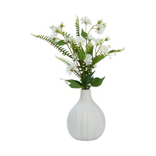 Chậu Cây Giả Nhựa PE ABBA Màu Trắng W25xD25xH45 Cm|Index Living Mall|Nội Thất Thái Lan