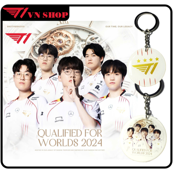 Quà tặng 1 Móc khoá WORLDS T1 2024, Móc khoá đội tuyển T1, móc khoá T1