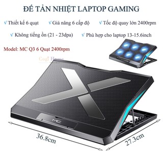 Đế Tản Nhiệt Laptop Có 6 Quạt Gió Mạnh Làm Mát Máy Tính Nhanh Không Ồn MC Q3