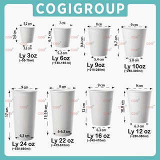  100 Ly giấy - cốc giấy - nhiều kích thước dùng 1 lần COGIGROUP - Dùng nóng lạnh - Lựa chọn nắp 