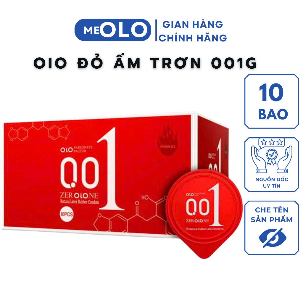 Hộp 10bcs, Bao cao su Oio đỏ nóng ấm, truyền nhiệt nhanh, siêu mỏng 001mm, cảm giác nóng bỏng