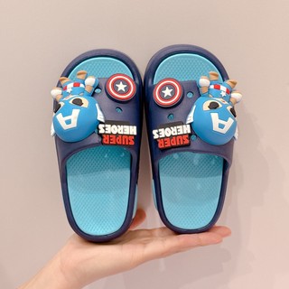  Dép bé trai gắn charm 3D Super Hero dép lê quai ngang cho bé trai đế 2cm sticker ngộ nghĩnh 