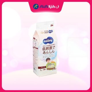 Tã quần Moony Dịu nhẹ size L 36 miếng (9 - 14 kg) - Giao bao bì ngẫu nhiên