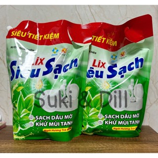  COMBO 2 TÚI NƯỚC RỬA CHÉN LIX SIÊU SẠCH 3.2KG HƯƠNG TRÀ XANH - SẠCH DẦU MỠ SÁNG BÓNG THƠM TRÀ XANH 