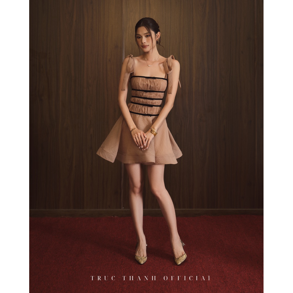 TRUC THANH OFFICIAL | Váy xếp ly viền nơ (Fleur dress)