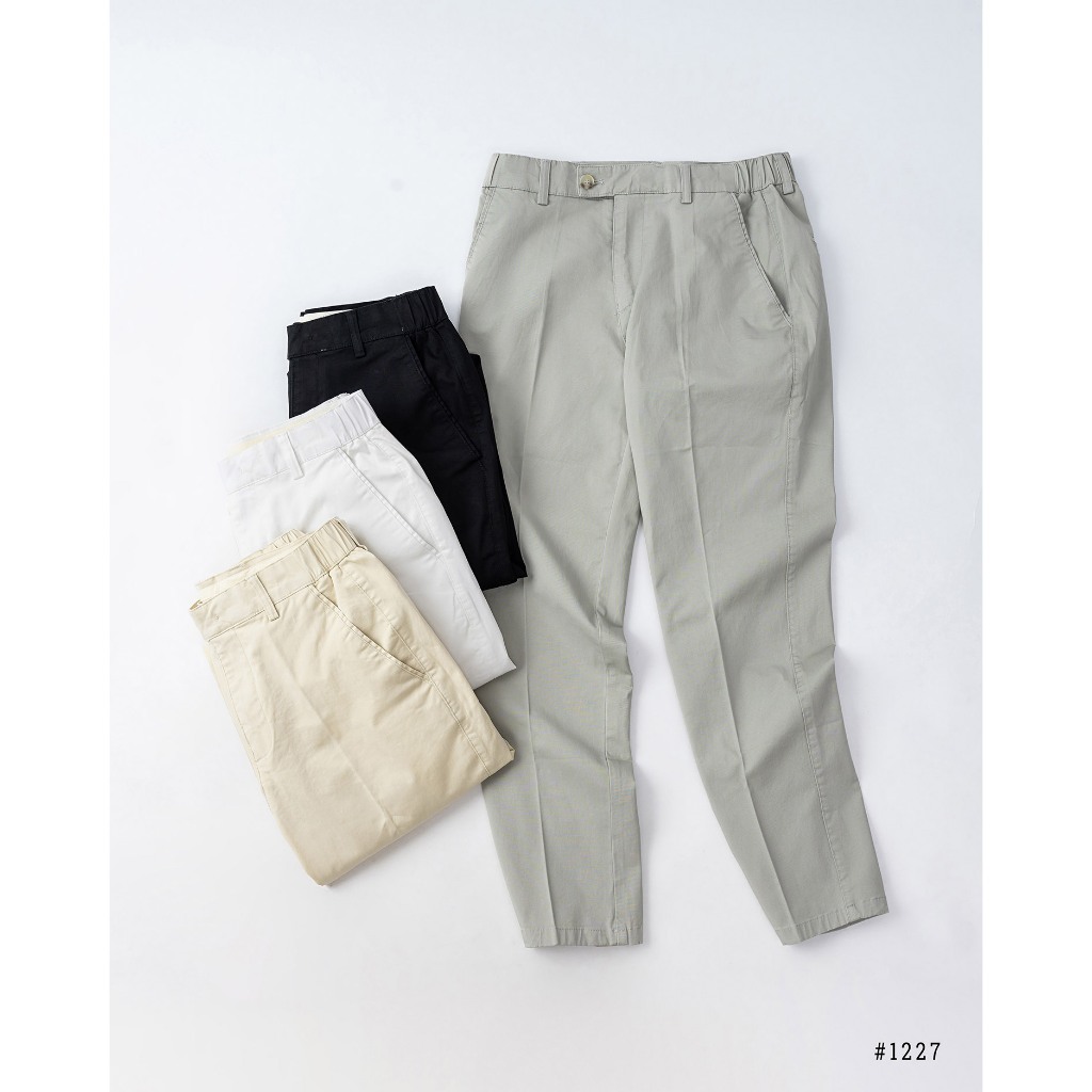  Quần Kaki Nam Dài Form Carrot Fit Quần Kaki Trắng Co Dãn Cạp Mix Chun Cao Cấp DNST 1227 
