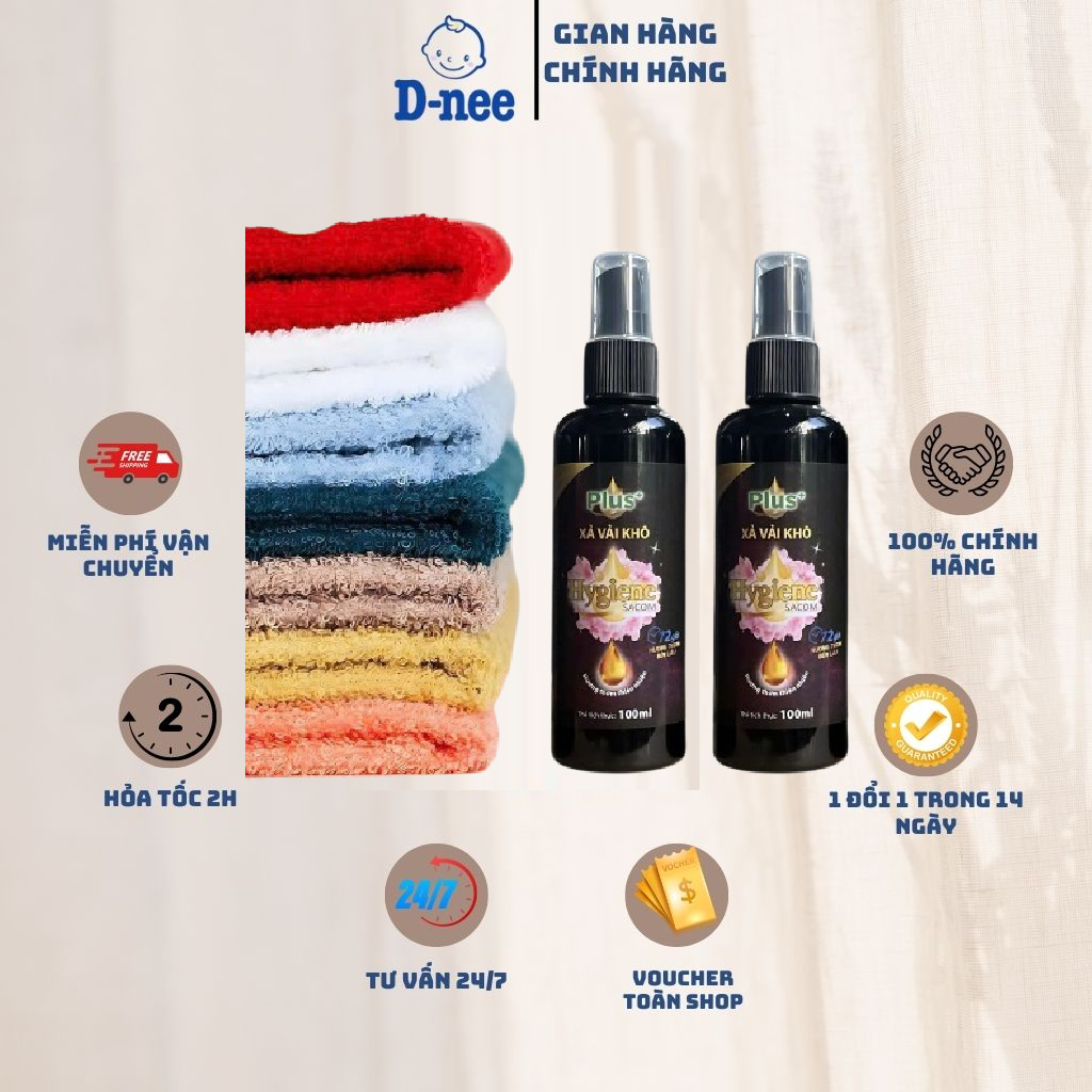 Combo 2 Nước xả vải khô Hygiene Sacom Plus+ dạng xịt 100ml/chai