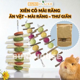 Xiên cỏ mài răng cho thỏ bọ ú hamster sóc chuột dây bánh cỏ treo chuồng mài răng cho thú nhỏ Bunihouse Buni House