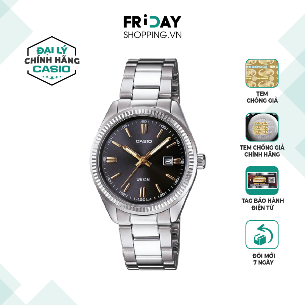 Đồng Hồ Nam Casio MTP-1302D-1A2VDF Mặt Tròn Màu Đen Dây Kim Loại Chính Hãng