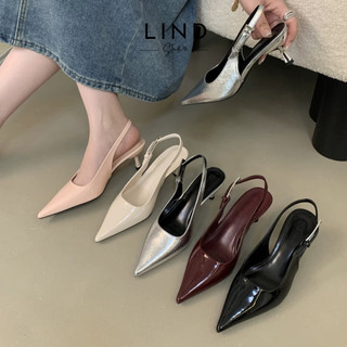   Hàng sẵn  Giày cao gót 5p mũi nhọn da bóng trơn HQ - G185 - Form chuẩn- Ảnh thật - LinD Shoes & Sandal 