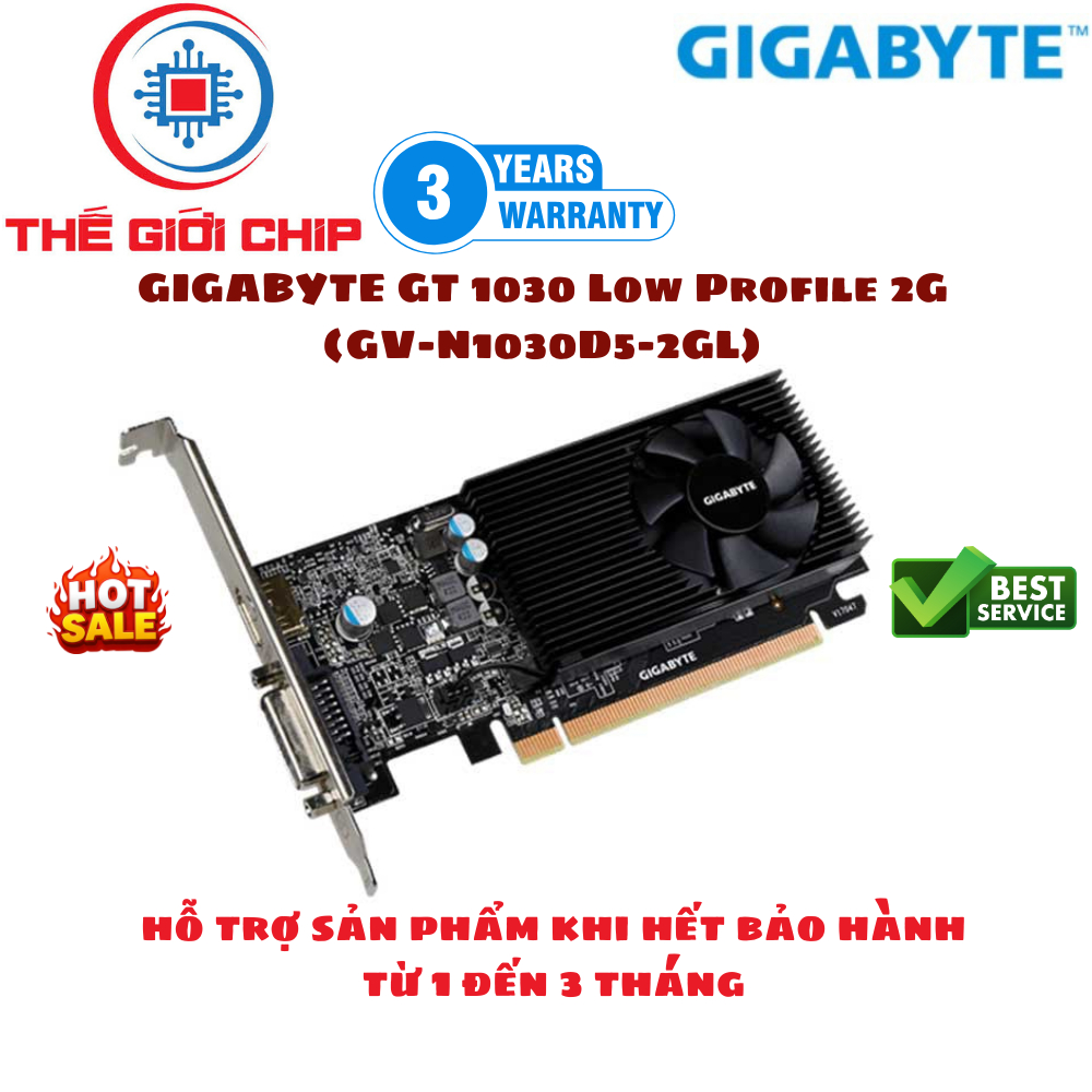Card màn hình (VGA) GIGABYTE GT 1030 Low Profile 2GL(có Pas gắn máy bộ mini)