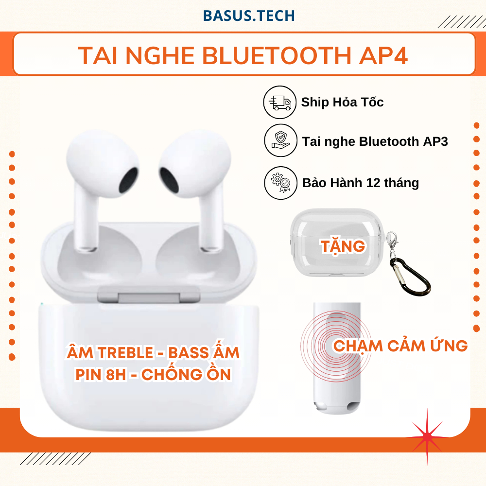 Tai Nghe Bluetooth AP4 Bản 8h Chống Ồn Chủ Động ANC Chất âm tuyệt vời, công nghệ đỉnh cao - BH Đồi T