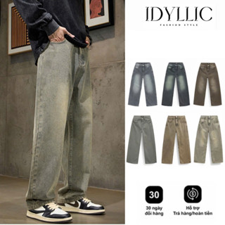 Quần Jean Ống Suông Rộng IDYLLIC Unisex Nam Nữ che khuyết điểm, tôn dáng Màu VINTAGE IDYLLIC Studio