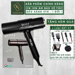   BẢO HÀNH 4 THÁNG  Máy sấy tóc Roug công suất 1200w Công nghệ Ion âm - Có sẵn tụ gió - 2 chiều nóng lạnh 