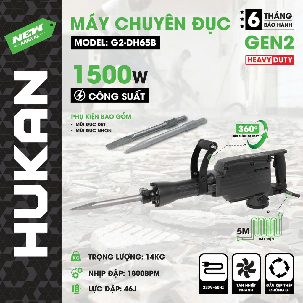 MÁY ĐỤC 30MM ĐIỆN HUKAN G2-DH65B