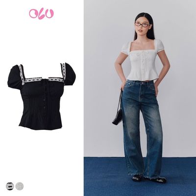 Áo OLV tay bồng cổ vuông thanh lịch Elska nhiều màu phù hợp đi làm đi chơi